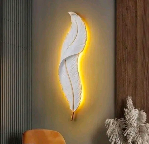 CA01 Feather Wall Art With LED Light   - Size 32 X 12 Inch