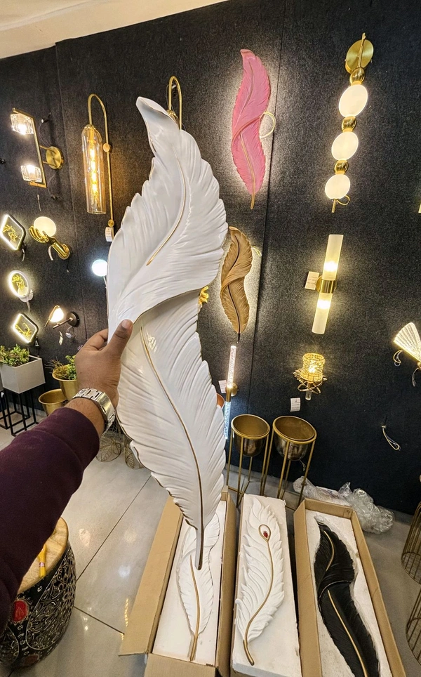CA01 Feather Wall Art With LED Light   - Size 32 X 12 Inch