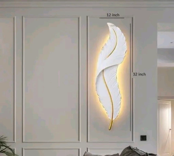CA01 Feather Wall Art With LED Light   - Size 32 X 12 Inch