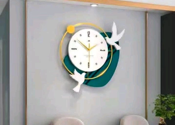 Birds Clock Green  - Size 24 Inch