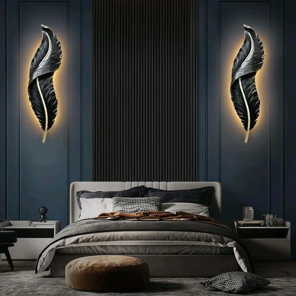 Black Feather 1pc With LED Light  - Size 24 X 6 Inch