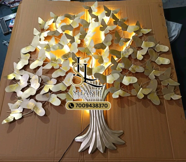 Butterfly Tree Wall Art With LED Light  - Size 40 X 40 Inch