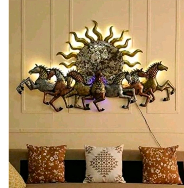 7 Horse Wall Art With LED Light  - Size 46 X 24 Inch