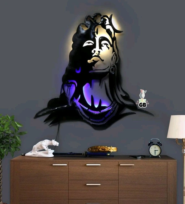 Adiyogi Shiva Wall Art With LED Light  - Size 30 X 30 Inch