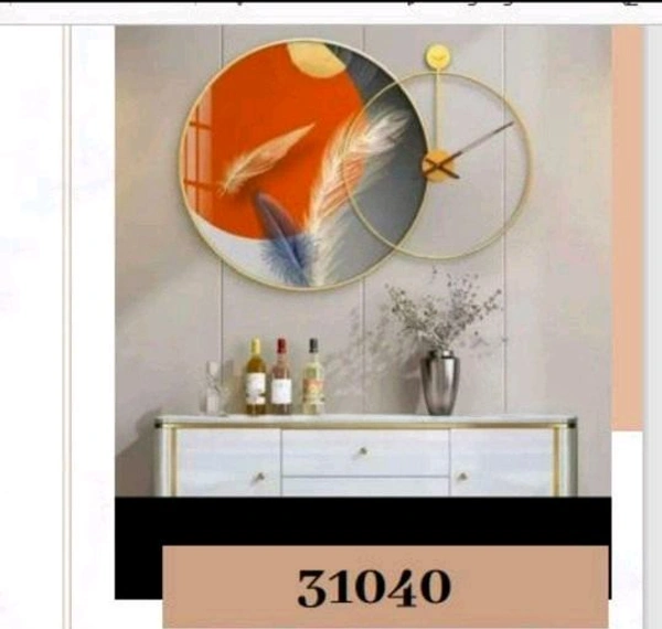 Painting With Clock 01 - Size 24 X 48 Inch