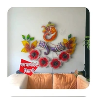  Flower Ganesha wallart SW21 - Size 34 x 32 inch