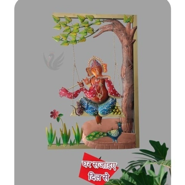 Ganesha jhula flute wallart SW17 - Size 30 x 20 inch