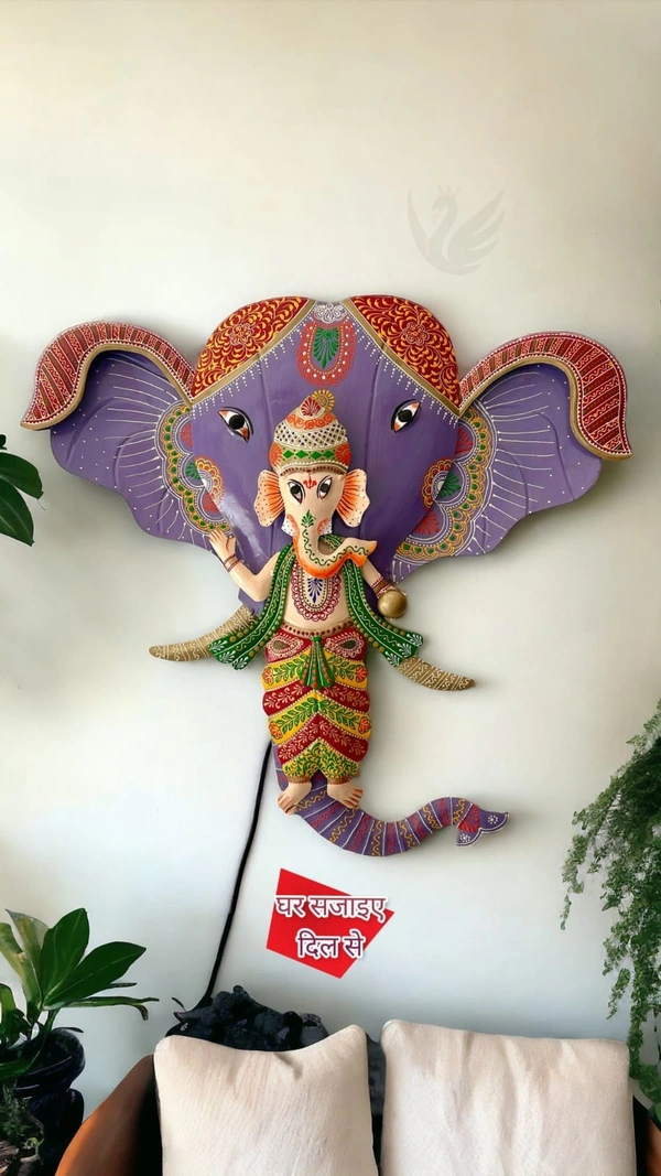 Metal Art Ganpati Decor with led lights - Size 26 x 28 inch