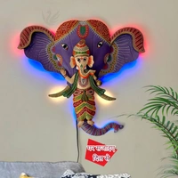 Metal Art Ganpati Decor with led lights - Size 26 x 28 inch