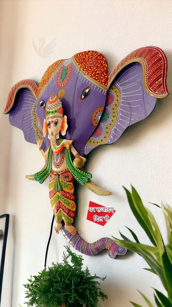 Metal Art Ganpati Decor with led lights - Size 26 x 28 inch