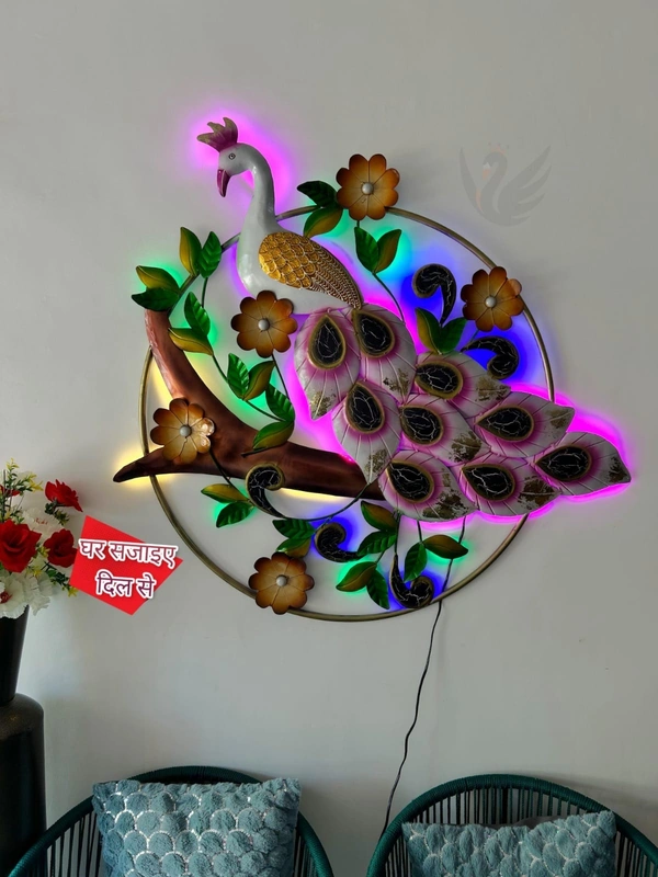 Albino peacock ring tree with led light SW2 - Size 42 x 34 inch