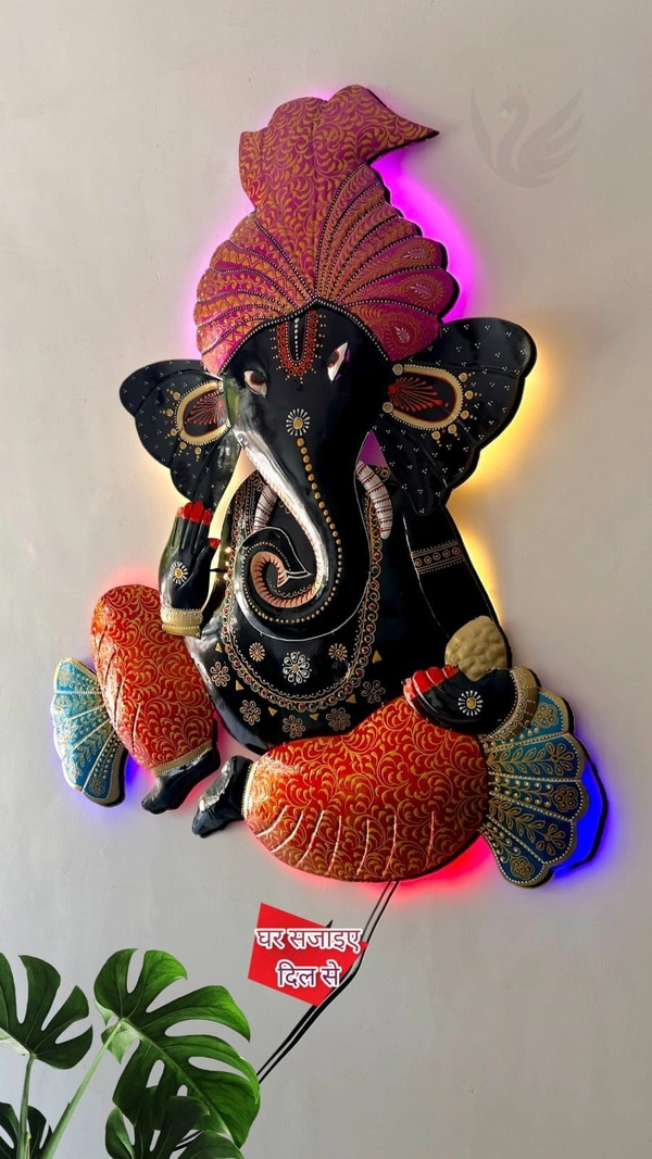 Lambodar Ganesha with led light SW4 - Size 36 x 30 inch