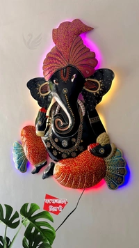 Lambodar Ganesha with led light SW4 - Size 36 x 30 inch