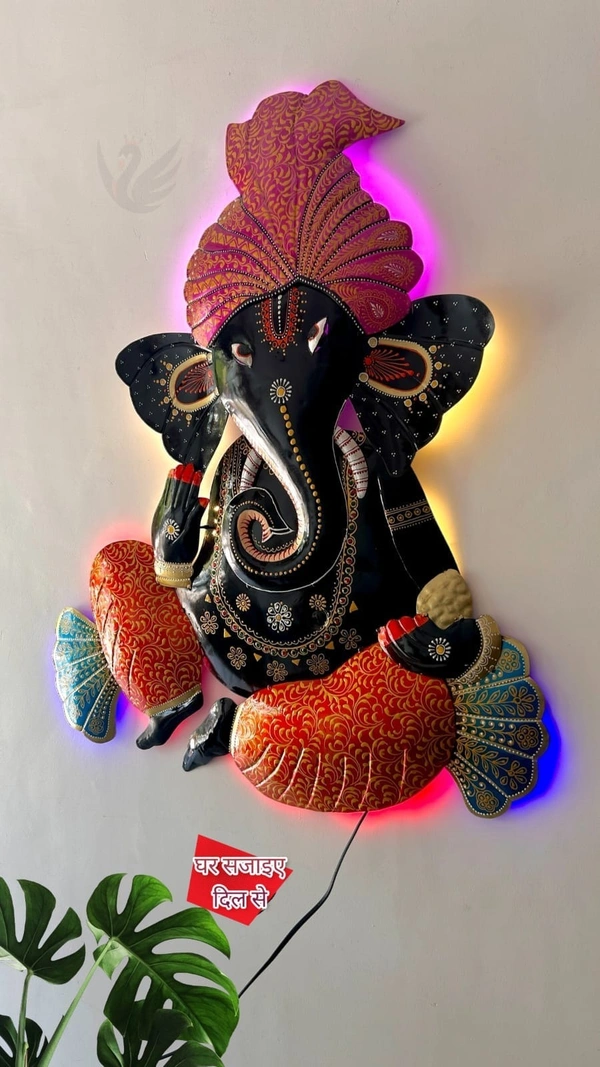 Lambodar Ganesha with led light SW4 - Size 36 x 30 inch