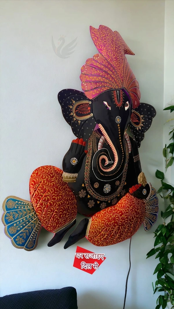 Lambodar Ganesha with led light SW4 - Size 36 x 30 inch