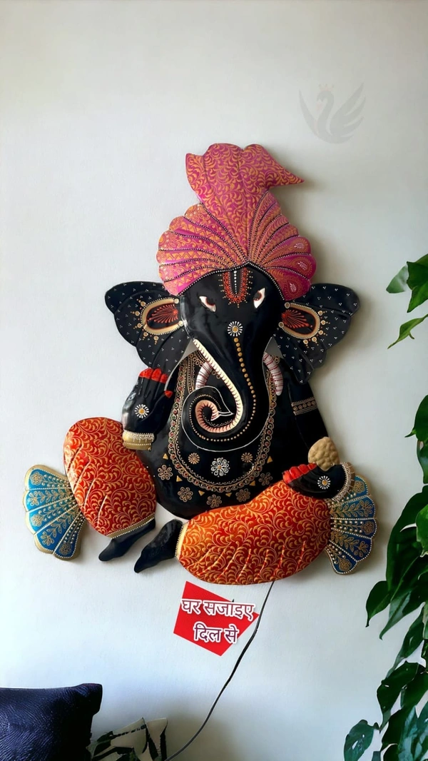 Lambodar Ganesha with led light SW4 - Size 36 x 30 inch