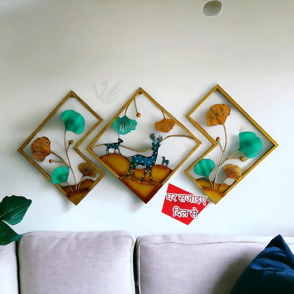 Abstract pine leaf reindeer decor SW6 - Size 17 x 17 inch Each panel