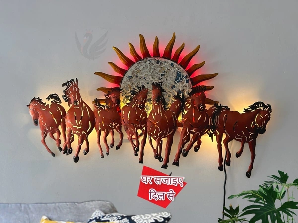 7 horses MIni sun panel with led light SW7 - Size 30 x 18 inch