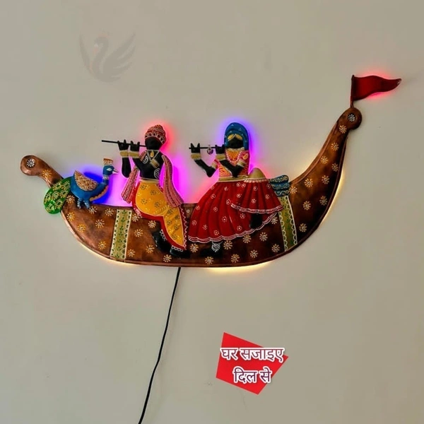 Radha krishna on boar with LED light SW10 - Size 28 x 16 inch