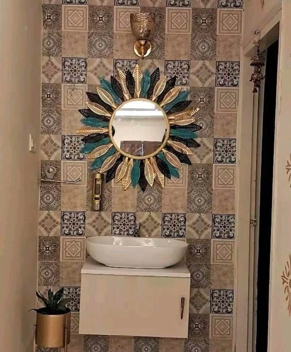 Designer Wall Mirror In Multicolour  - Size 30 Inch