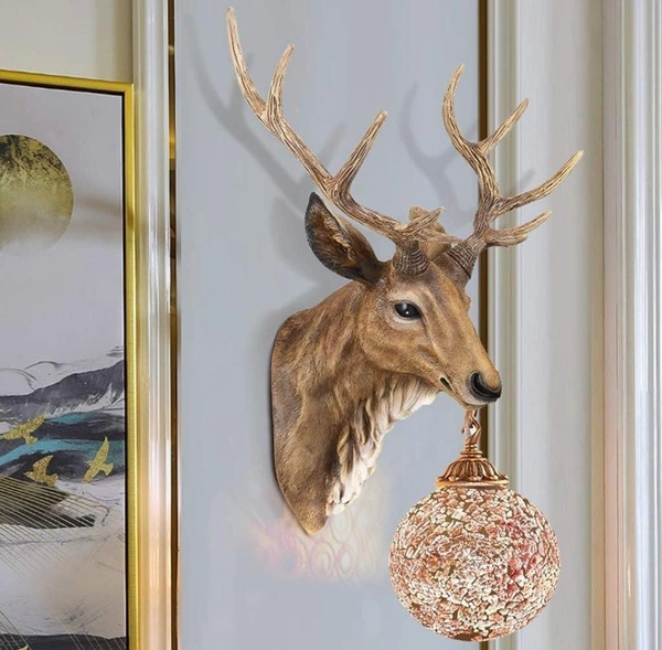 Antique Resin Deer Wall Lamp 
