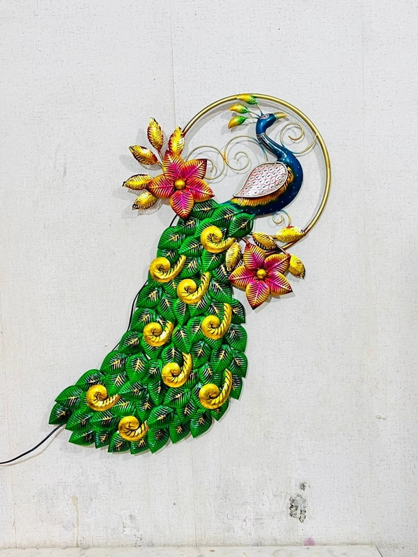 Peacock wallart with LED light SY081 - Size 38 x 36 inch