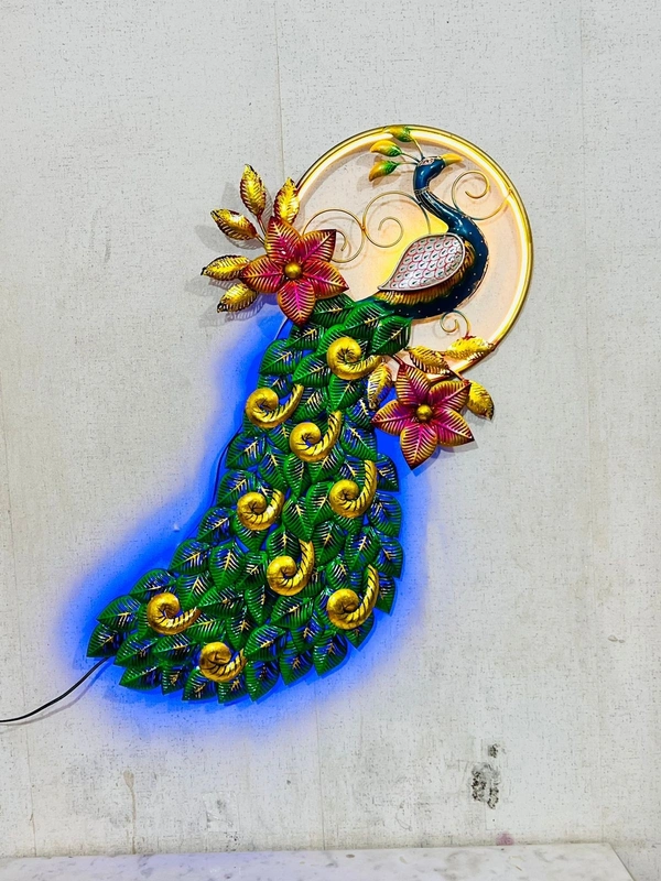 Peacock wallart with LED light SY081 - Size 38 x 36 inch