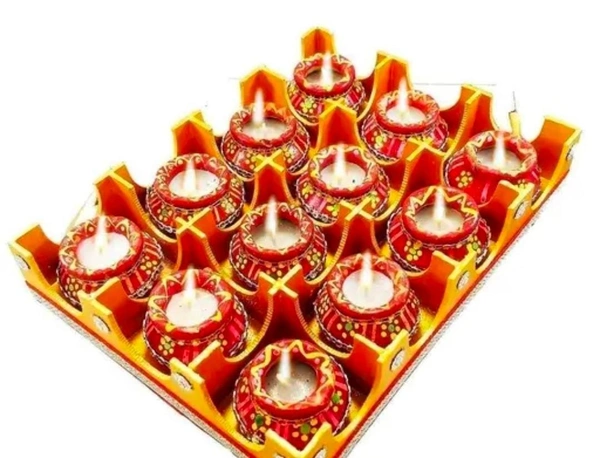 Handmade clay Diya set of 12pc