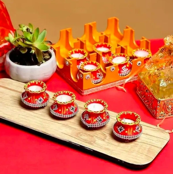 Handmade clay Diya set of 12pc