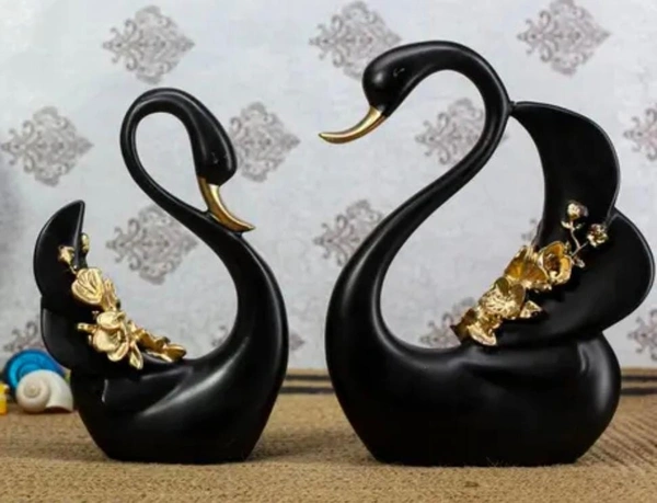 Cute love birds swan pair showpiece