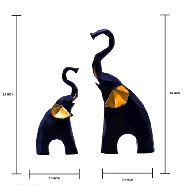 Elephants black 2pc showpiece 
