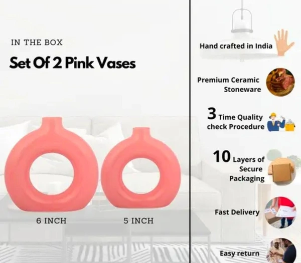 Ceramic flower vase new color 2pc