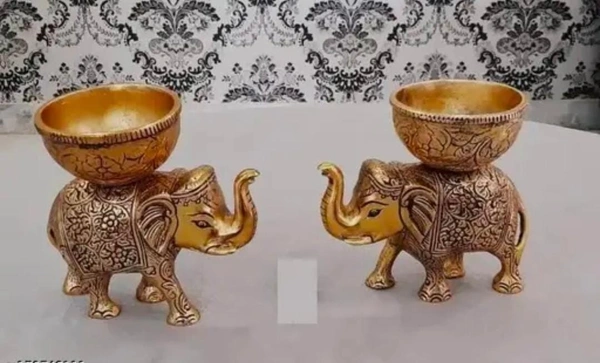 Antique elephants table decor 2pc