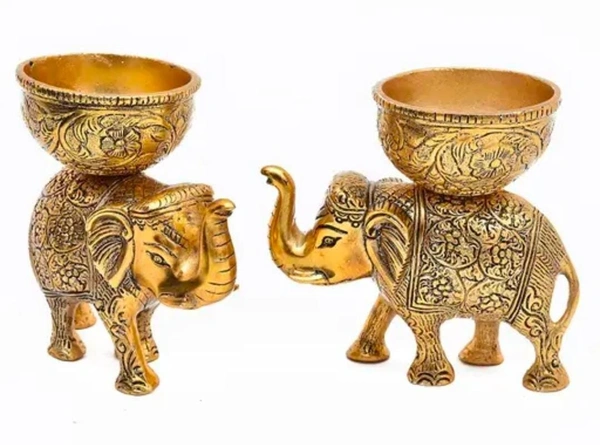 Antique elephants table decor 2pc
