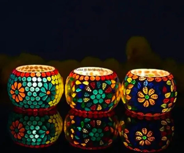 Glass T-lights candle holder 3pc