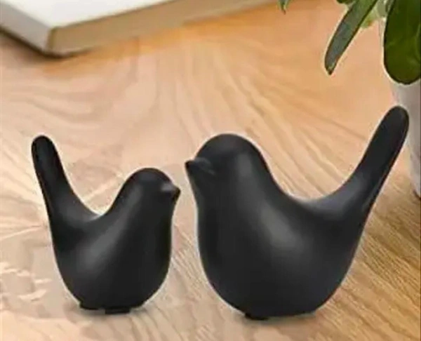 Ceramic black birds 2pc showpiece
