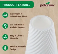 Plastic White flower pots 3pc set