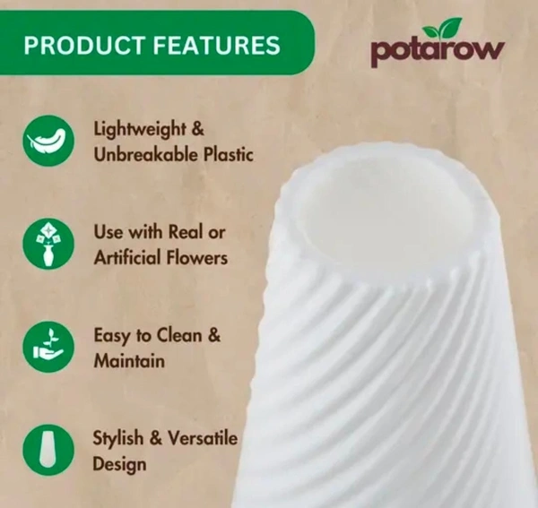 Plastic White flower pots 3pc set