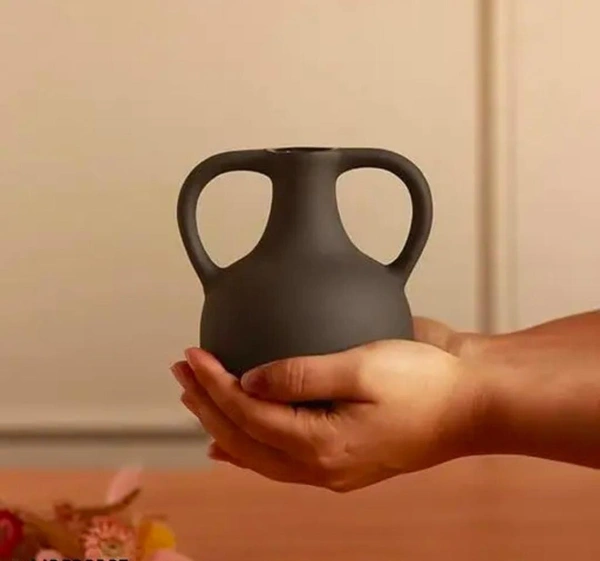 Flower vase black ceramic - Size 6 inch