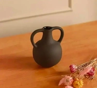 Flower vase black ceramic - Size 6 inch
