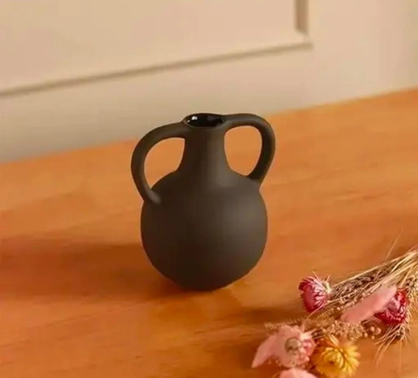 Flower vase black ceramic - Size 6 inch