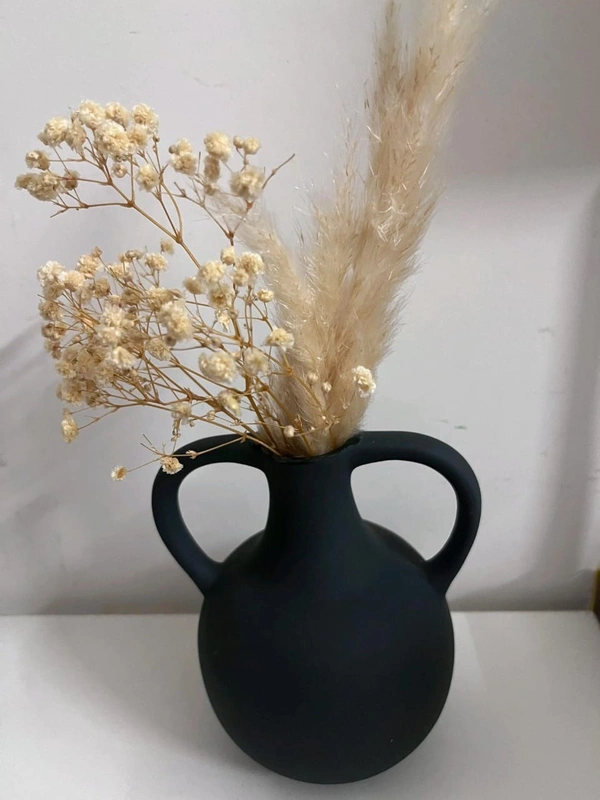 Flower vase black ceramic - Size 6 inch