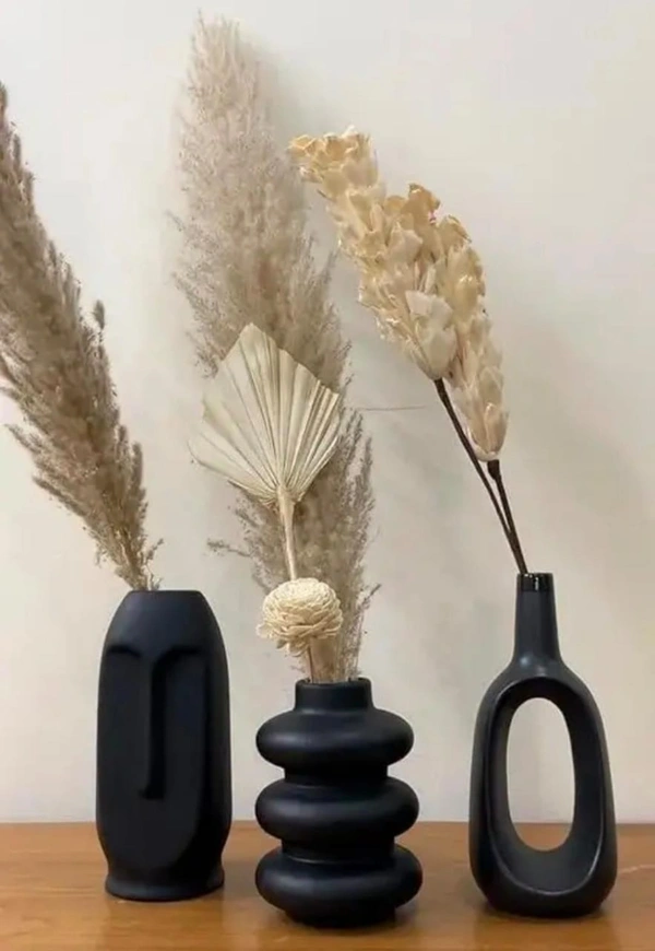 flower vase ceramic black 3pc