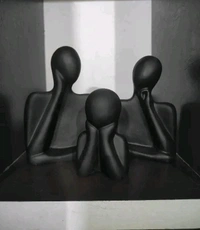 Resin black couple family