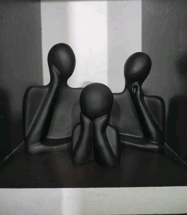 Resin black couple family