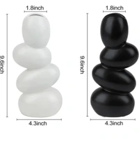Ceramic pebble vase black or white 2pc