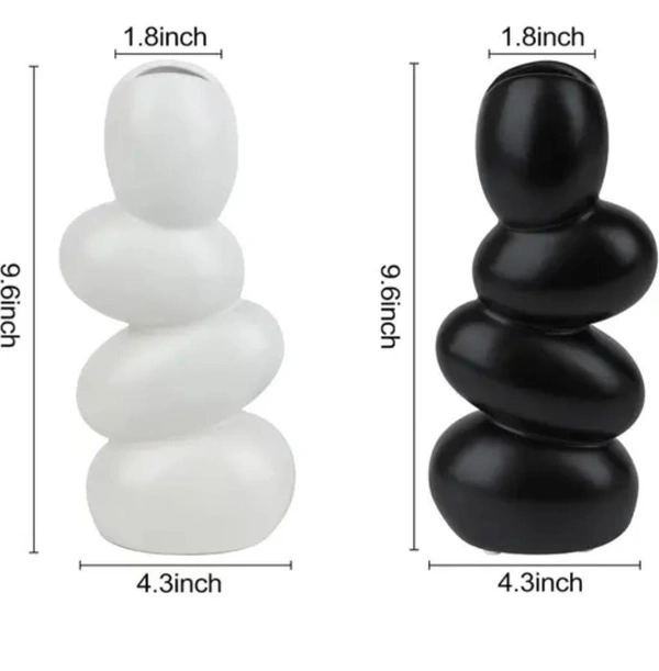 Ceramic pebble vase black or white 2pc