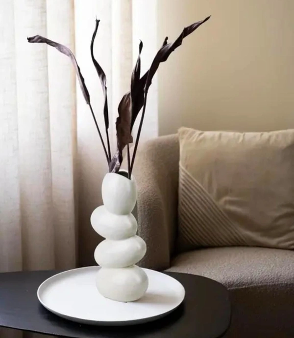 Ceramic pebble vase white 1pc