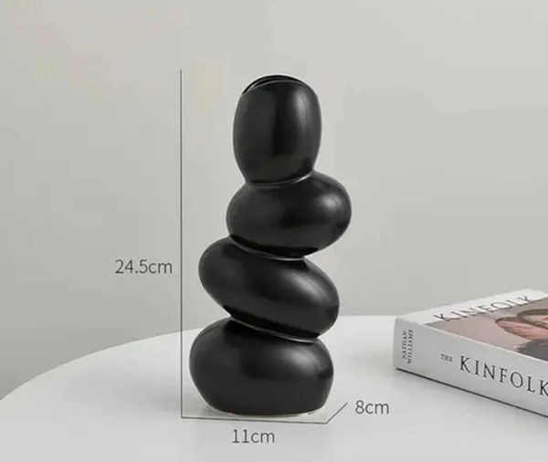 Ceramic pebble vase black 1pc
