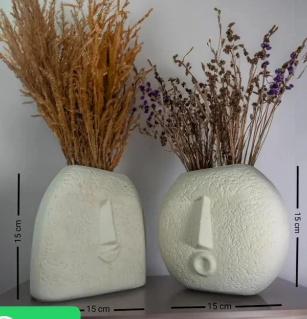 Ceramic vases kiss & smile face 2pc